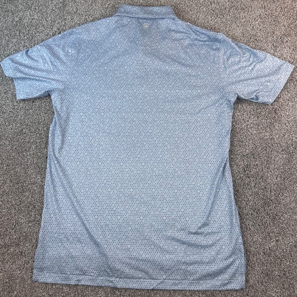 Peter Millar Summer Comfort Polo Shirt Mens Medium Sky Blue Geometric Golf NWT - Picture 5 of 8
